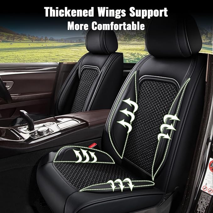 Car Seat Covers Full Set for Lexus GS 200t/350/450h 2007-2025 2026, Breathable Cooling Ice Silk Leather Car Seat Covers, 5 Seats for Lexus GS 200t/350/450h Accessories (Black)