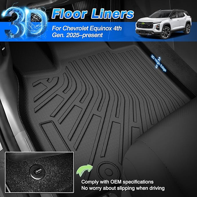 Cartist Floor Mats for 2025 2026 Chevrolet Equinox Fuel (Not for EV) All Weather Cargo Liner for Chevy Equinox Accessories TPE Carpet Protection (Floor Mat+Trunk Mat+Backrest Mats)
