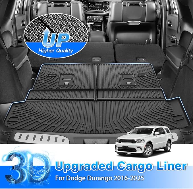 Durango Floor Mats and Cargo Liner w/backrest Mat Fit for Dodge Durango (7-Seater) 2016-2025 2026, All Weather Floor Liner for Durango Accessories Heavy Duty