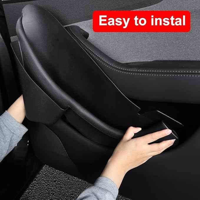 2025 2026 Tesla Model Y Juniper Door Organizer Trays - Upgraded TPE Door Side Storage Box with 2 Extra Storage Bags Set of 4 Black