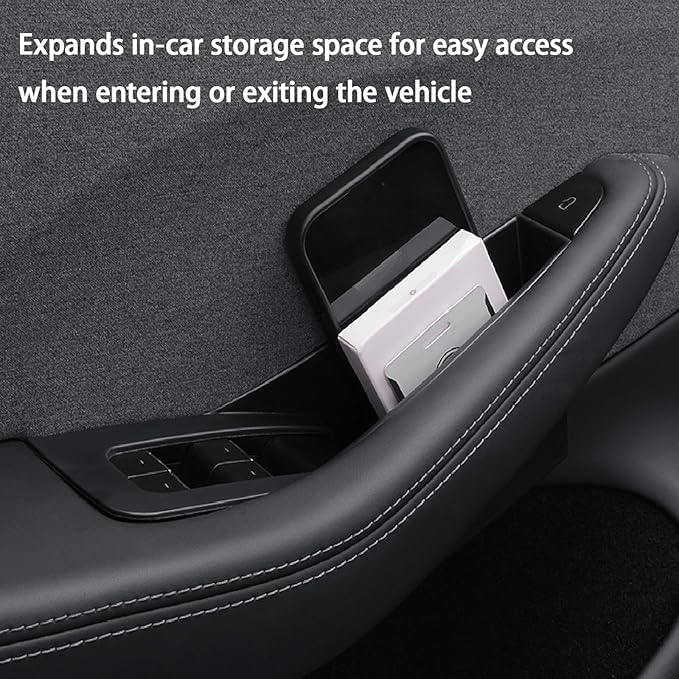 Suitable for Tesla Model Y (Juniper) 2025 / Model 3 (Highland) Door Handle Storage Box Organizer Tray (4-Piece Set Model 3 Highland)