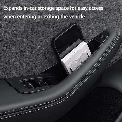 Suitable for Tesla Model Y (Juniper) 2025 / Model 3 (Highland) Door Handle Storage Box Organizer Tray (4-Piece Set Model 3 Highland)