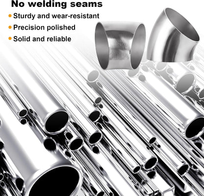 Acrux7 4 Pack 2.5 Inch 45 Degree Exhaust Elbow Pipe, 304 Stainless Steel Mandrel Bend Elbow Thickness 1.5 mm for Car Modified Exhaust, Stair Handrail, Exhaust System