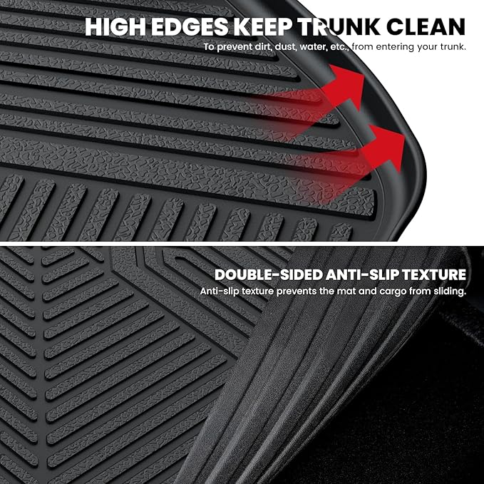 LASFIT Trunk Mat for Toyota Corolla 2020-2026,All Weather Cargo Mat Custom Fit TPE Cargo Liner for Corolla Front and Rear Trunk Liner, Black