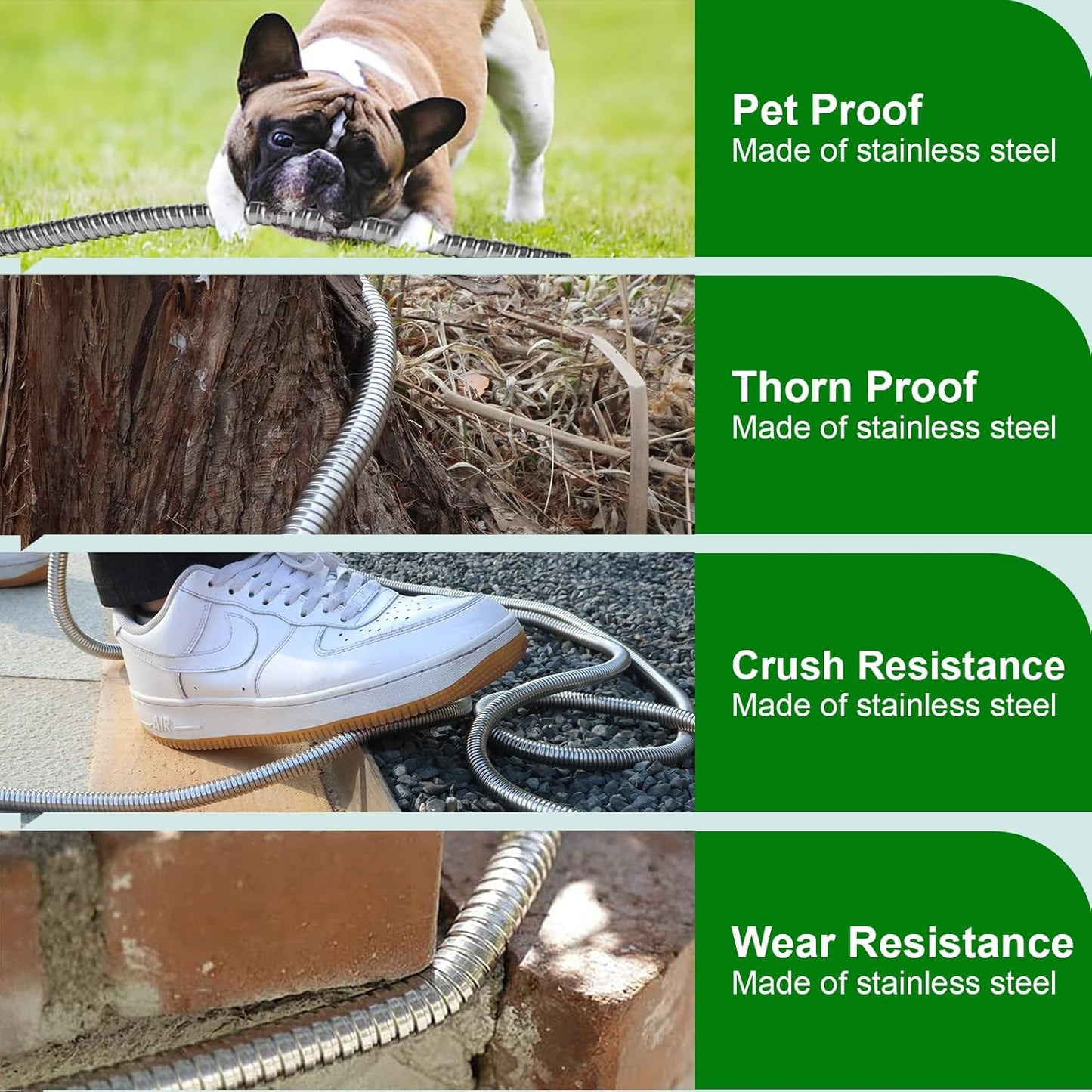 Metal Short Garden Hose 10 Ft 12 Ft, Flexible Stainless Steel Garden Hose 10 Feet 15 Feet Heavy Duty Water Hose Flexible Metal Water Hose (10 Feet)