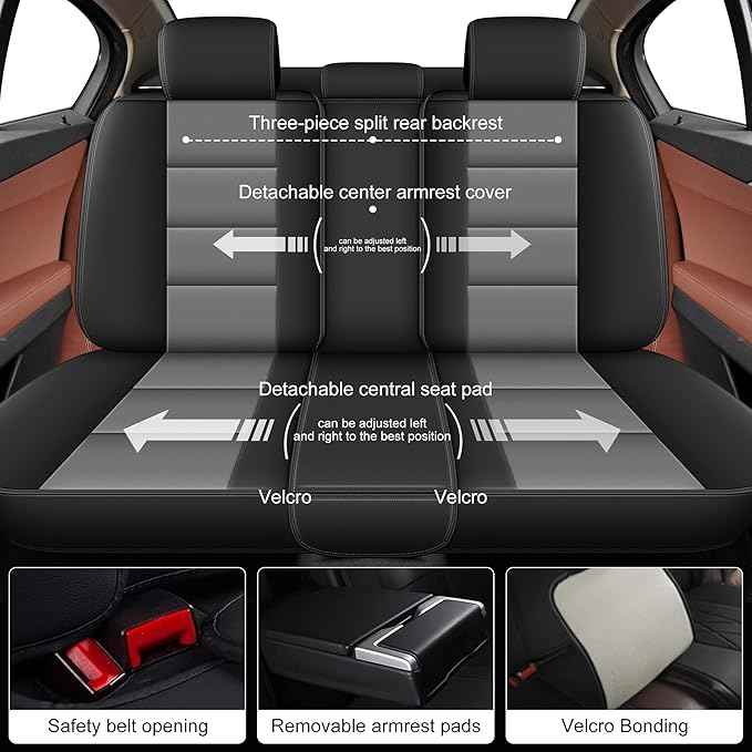 YORKNEIC Full Set Fit for GMC Terrain 2010-2025 2026: 5 Full Set Leather Car Seat Covers - Waterproof Car Seat Protector Compatible Airbag (5 Full Set，Black & Grey)