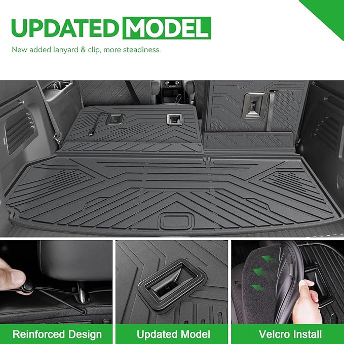 Cargo Mat for 2024 2025 2026 Chevy Traverse & 2025 2026 Buick Enclave 7/8 Seats, All Weather TPE Cargo Liner with Back Seat Cover 3rd Row Accessories, Rear Trunk Mat with Backrest Mat