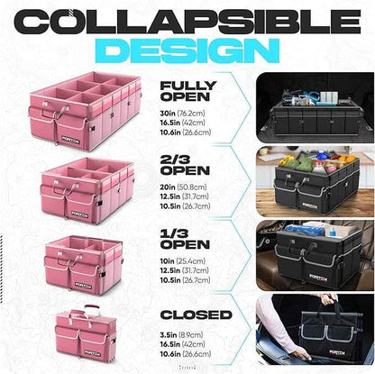 FORTEM Trunk Organizer For SUV Car Trunk Organizer, Foldable Storage, Car Accessories for Women Men, Collapsible Bag, Perfect Christmas Gifts, 600D Oxford, Non Slip Bottom, Straps, Soft Cover (85L)