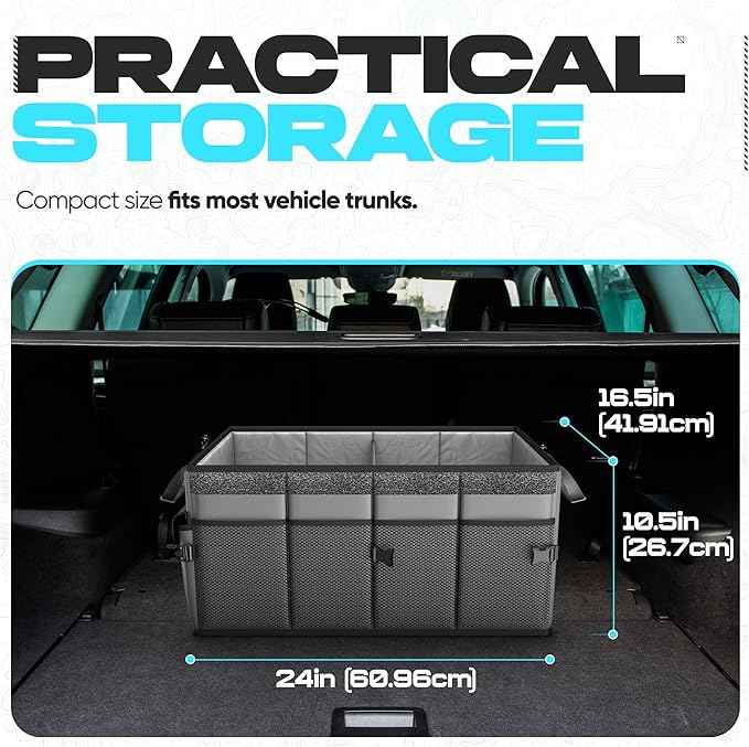 FORTEM Trunk Organizer For SUV Car Trunk Organizer, Foldable Storage, Car Accessories for Women Men, Collapsible Bag, Perfect Christmas Gifts, 600D Oxford, Non Slip Bottom, Straps, Soft Cover (65L)