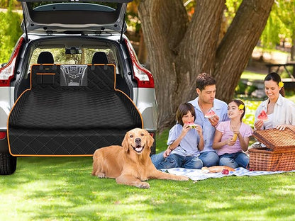 iBuddy Dog Cargo Liner for Large SUV, Waterproof Dog Cargo Cover with Bumper Flap Protection Durable Car Trunk Mat for Pets Keep Your Vehicle Trunk Clean Universal Fit X-Lager SUV Car Seat Cover