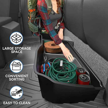 oEdRo Upgraded Rear Under Seat Storage Box Compatible with 2014-2018 Chevy Silverado/GMC Sierra 1500 Double Cab, 19 Silverado LD/Sierra Limited; 2015-2019 2500HD/3500HD - 2-in-1 Max Organizer