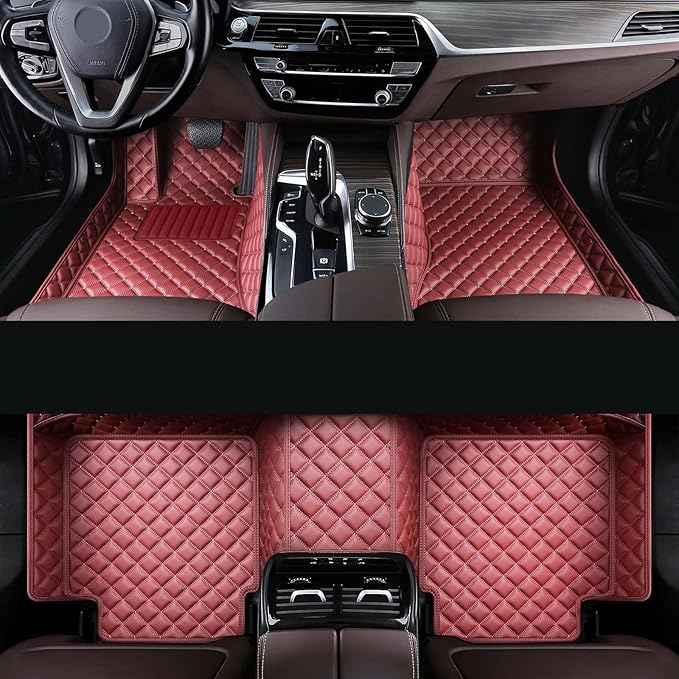 Car Floor Mat Fit 99% Sedans Sports Cars Luxury Custom Car Mats for SUV Women Leather Automotive Floor Mats All Weather Car Mats Diamond Floor Mats for Trucks (3D Luxury Wine red)