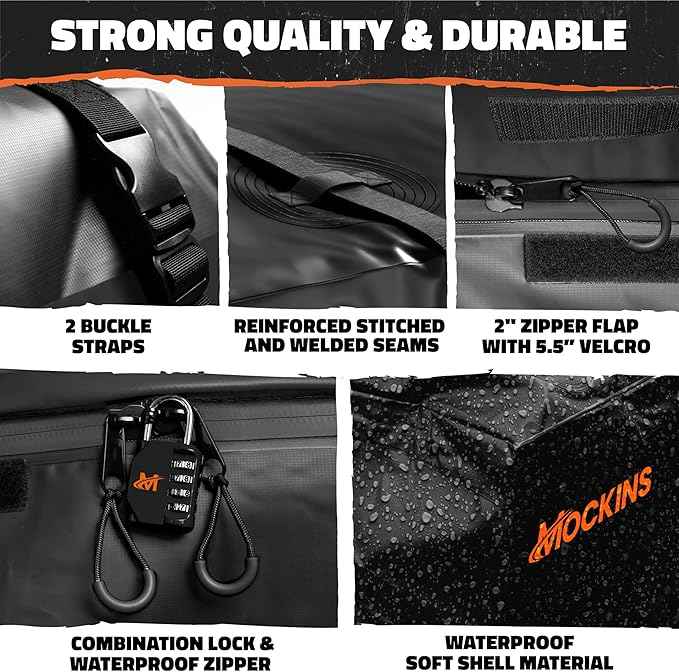 Mockins 40"x40"x6" Extra Deep Square Trailer Hitch Cargo Carrier & 30 CuFt Square Waterproof Cargo Hitch Carrier Bag | 500 Lbs. Capacity Folding Luggage Rack for SUV Car Truck RV & More w/Accessories