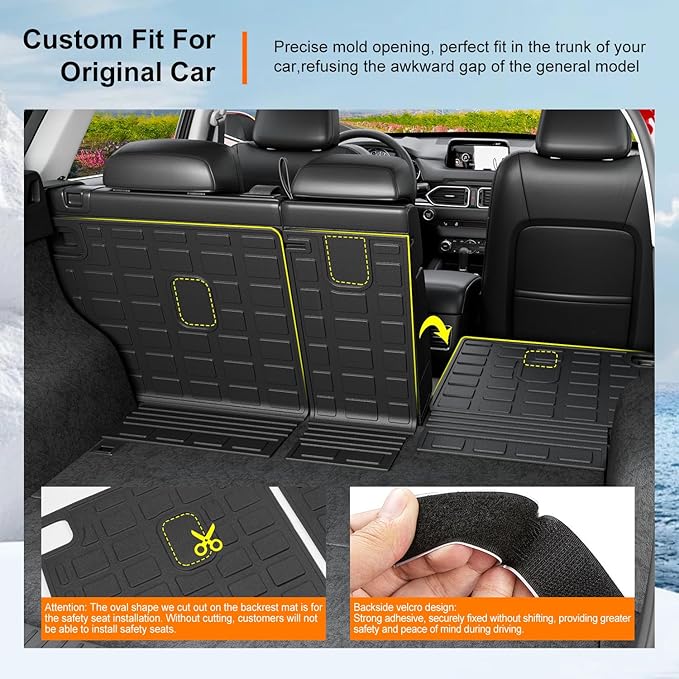 powoq Backrest Mat Compatible with 2017-2025 Mazda CX-5 Cargo Liner Back Seat Protector Replacement for 2017-2019 2020 2021 2022 2023 2024 2025 Mazda CX-5 Accessories(Fit 2017-2024, Rear Backrest Mat)