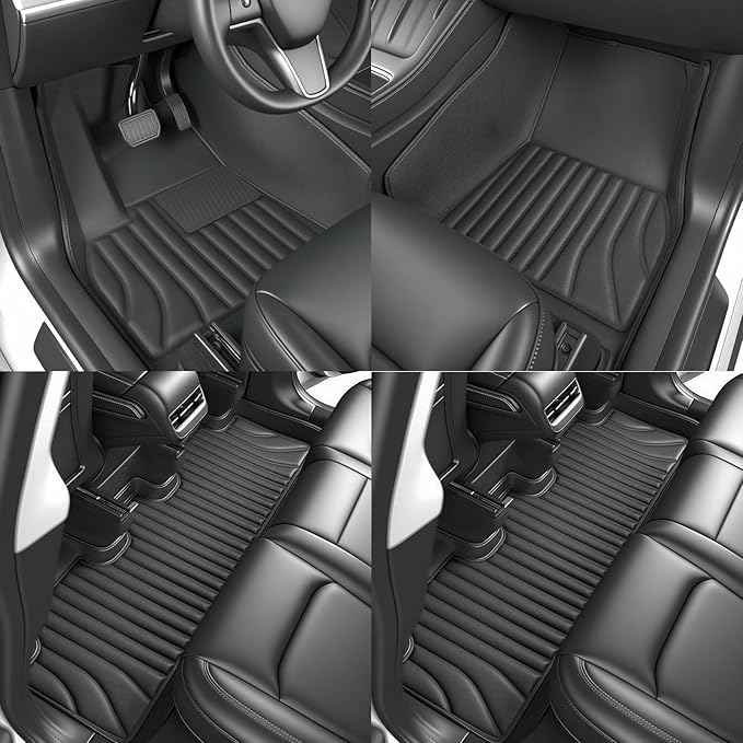SUPER LINER Floor Mats Compatible with 2020-2024 Tesla Model Y 5 Seat ,Cargo Mat | Trunk Mats Accessories, CabinProtect™ Pro Kit Full-Cabin Protection System