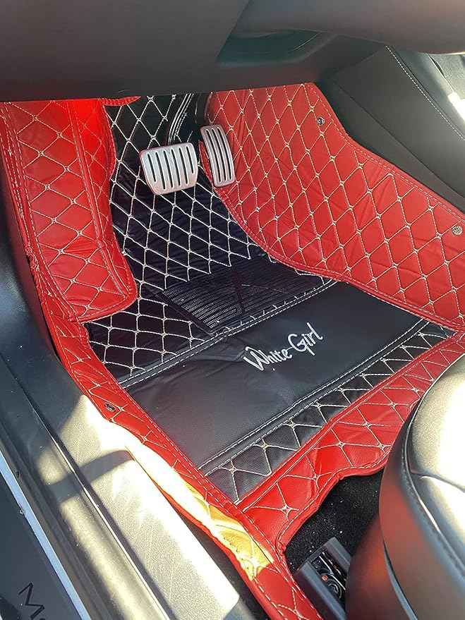 Custom 3D Leather Car Floor Mats Fit for Cars, SUVs,Sedan All-Weather Protection Anti-Slip Premium Car Mat (Green and Black Beige)