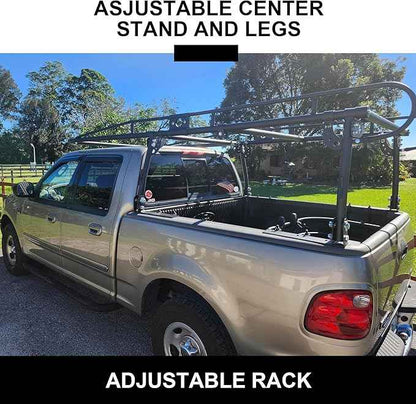 Rockland Universal Full-Size Steel Over-Cab Truck Rack, 800 LBS Capacity, 136.5" x 55" x 34.25", 49"-64" Adjustable Truck Bed Width, Extendable Truck Ladder Rack with None Drilling C-Clamps