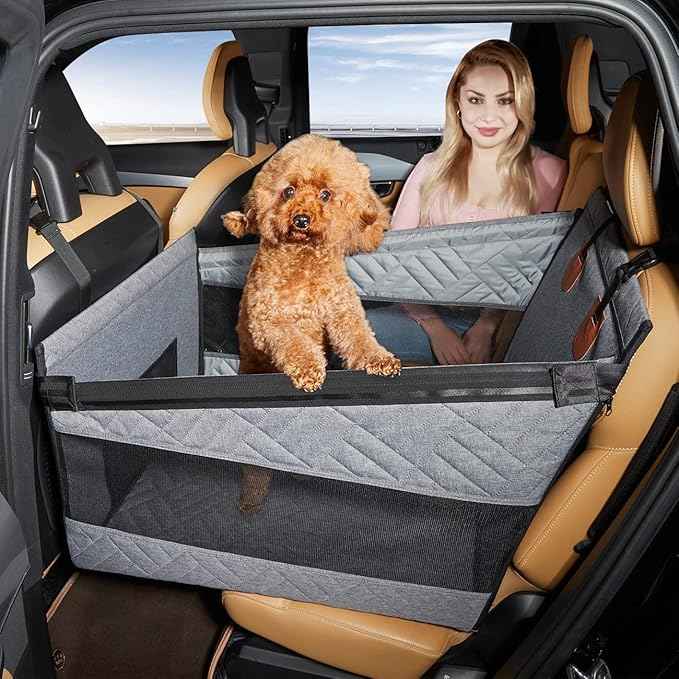 Medium Dog Car Seat,Back Seat Extender for Dogs,Waterproof Large Dog Seat Cover for Backseat, Pet Bed for Car Hammock(Grey-s)