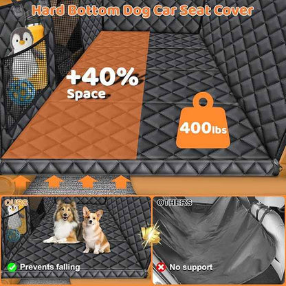 URPOWER Large Back Seat Extender for Dogs, Hard Bottom Dog Car Seat Cover for Extended Cab Trucks, Waterproof Dog Hammock Pet Travel Bed Rear Seat Protector Holds 400lbs for Ford F-150 SuperCab