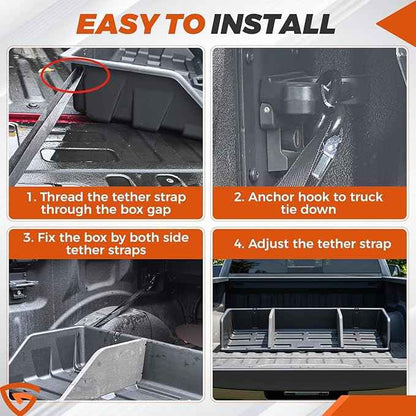 GEARLAST 48 inch Truck Bed Cargo Box, Truck Bed Organizers and Storage,Truck Bed Storage System with Isolation Netting and Tarpaulin, Tailgate-slide Design for Effortless Loading/Unloading