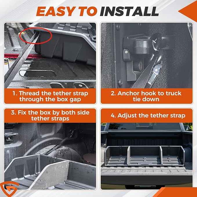 GEARLAST 52 inch Truck Bed Cargo Box, Truck Bed Organizers and Storage,Truck Bed Storage System with Isolation Netting and Tarpaulin, Tailgate-Slide Design for Effortless Loading/Unloading