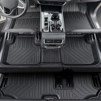 Floor Mats for 2018-2024 2025 Volkswagen VW Atlas 7 Seats(Not for Cross Sport), All Weather TPE Trunk Mat Cargo Liner with Backrest Mat for Atlas Accessories