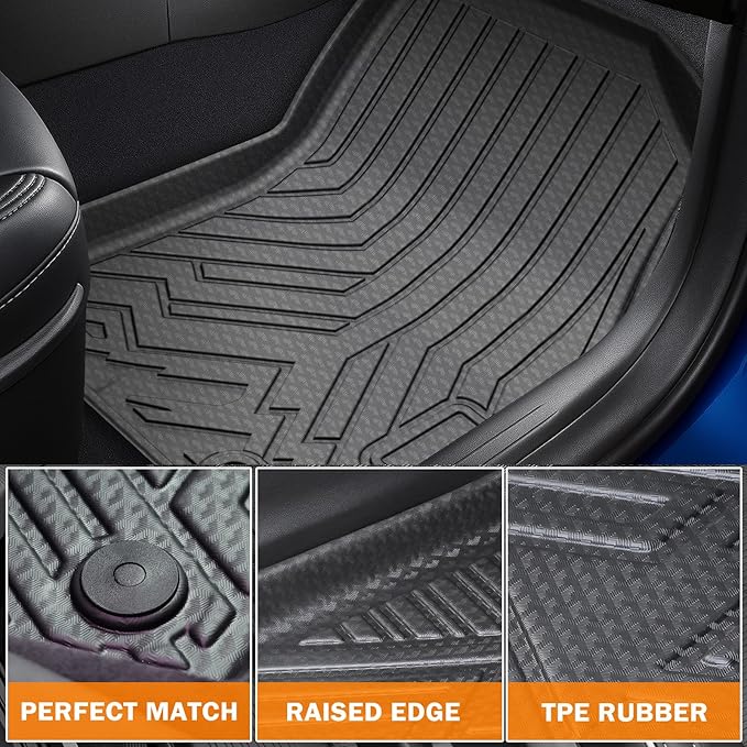 KUST Floor Mats Set for 2021-2026 Chevy Trailblazer AWD, All Weather Floor Liners & Backrest Mats & Rear Trunk Mat for Trailblazer Accessories TPE Rubber Raised Edge (Cargo in Upper Deck Position)