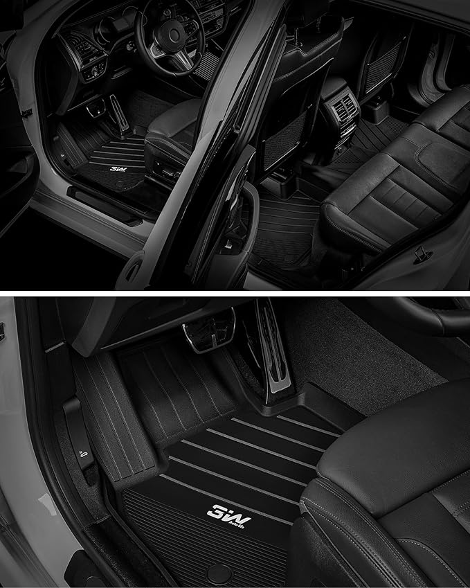 3W Floor Mats & Detachable Carpet Fit for 2018-2024 BMW X3 Floor Mats & 2019-2025 X4,Floor Liner for X3 30i M40i 30e M, X4 M M40i xDrive30i, Full Set Car Mats, Double Layer TPE All-Weather Accessories