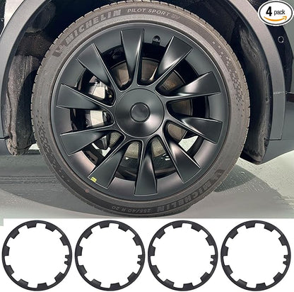 for Tesla Model Y 20 Inch Wheel Rim Protector Hubcaps Induction Wheels Rim Cover Tire Trim Rings Matte Black 4Pcs Model Y Accessories