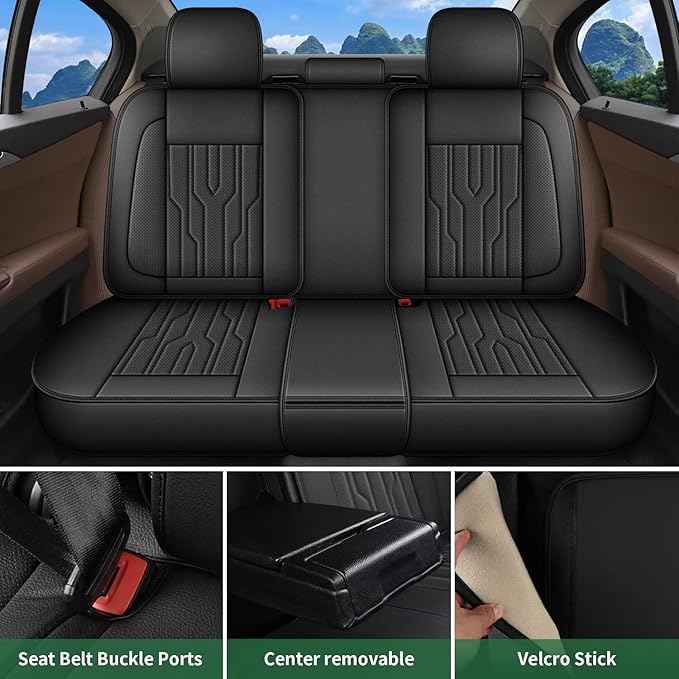 YORKNEIC Fit for Dodge Journey Seat Covers Full Set 2011-2020: 5 Seats Waterproof Leather Car Seat Covers Protector (2 Row 5 Seat, Black)