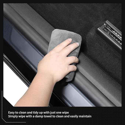 LUCKEASY 5PCS Door Sill Protective Cover for Tesla Model Y Juniper 2025 2026 Standard & Premium & Performance Front & Rear Door Threshold Strip & 2nd Row Seat Lower Protector Accessories Black TPE
