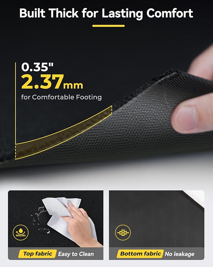 3W Floor Mats & Front Carpet Fit for 2019-2025 2026 Chevy Silverado/GMC Sierra Denali 1500 & 2020-2026 GMC Sierra 2500HD/3500HD Crew Cab, TPE All Weather Accessories 2 Rows Full Set Car Mats