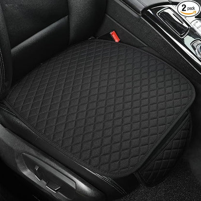 West Llama Linen Car Seat Covers,Bottom Seat Covers for Cars Include 2 Piece Front Driver Seat Pad Mat Universal Fits 90% Vehicles,SUVs,Cars,Sedans(2Piece-Black)