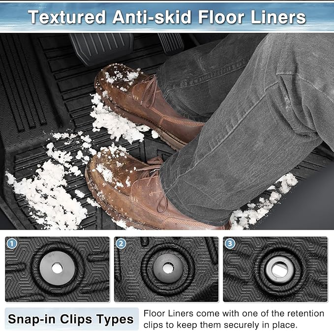 Mixsuper Liner Floor Mats for Chevrolet Trailblazer 2021-2026 (AWD Only) All Weather Floor Liners for Chevy Trailblazer Accessories 1st and 2nd Set Durable Black