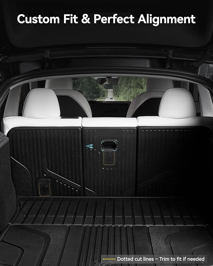 3W Tesla Model Y Rear Seat Back Mats 2020-2025(Not for Juniper), Seatback Protector All-Weather TPE Floor Liners, Accseeories 5-Seater