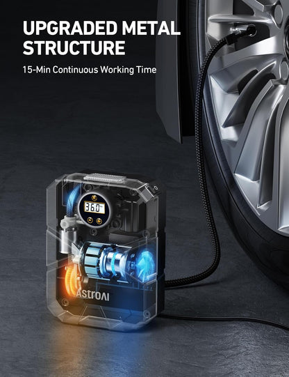 AstroAI S1 Tire Inflator Portable Air Compressor 12V DC, Digital Car Tire Pump 150 PSI, Preset Tire Pressure & Auto Shutoff, Electric Air Pump for Car Tires, Motorcycles, Bicycles, Other Inflatables