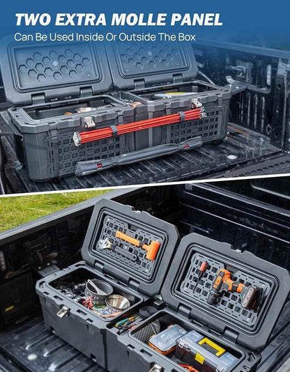 JOYTUTUS Lockable 160 Quart Truck Bed Tool Box, Waterproof Storage Box Truck Bed Cargo Case, Full & Mid Size Pickup Tool Box Toolbox Storage System