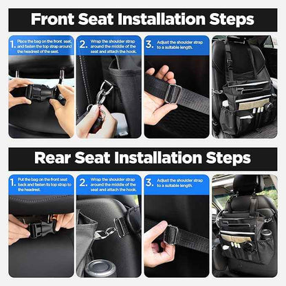 LUCMO Car Seat Organizer with Tablet and Laptop Compartment, Multiple Pockets Truck Front Seat and Backseat Organizer, Portable Large Capacity Office Bag with Adjustable Strap and Hardened Buckles