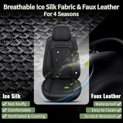 Car Seat Covers Full Set for Lexus GS 200t/350/450h 2007-2025 2026, Breathable Cooling Ice Silk Leather Car Seat Covers, 5 Seats for Lexus GS 200t/350/450h Accessories (Black)