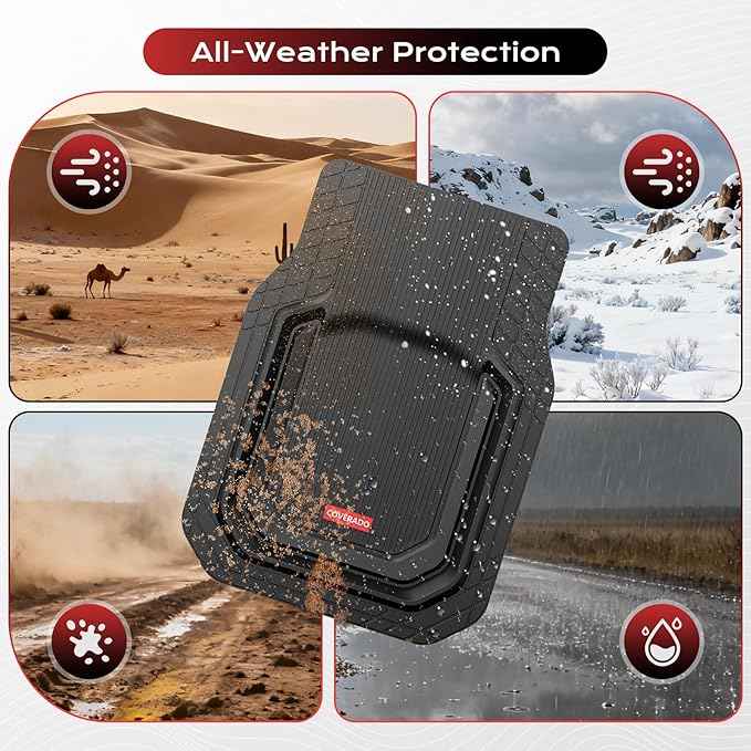 Coverado Car Floor Mats for Cars, Waterproof All Weather Protection, Deep Dish Car Mats, Universal Trim to Fit Automotive Mats Car Accessories for Cars SUV Truck, 3PCS Set, Black