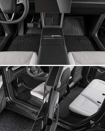 3W 2025 2026 Tesla Model Y Juniper Floor Mats with Cargo Liners, Trunk Mats TPE Anti-Slip All Weather Accessories