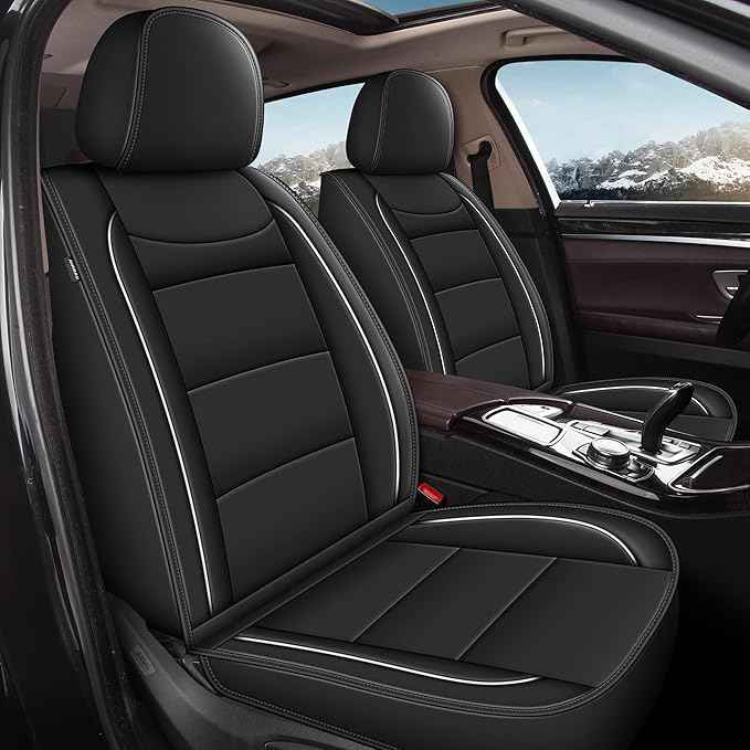 YORKNEIC Front Set Seat Covers Fit for Ford Flex 2011-2019: Faux Leather Car Seat Covers - Waterproof Car Seat Protector(Black)