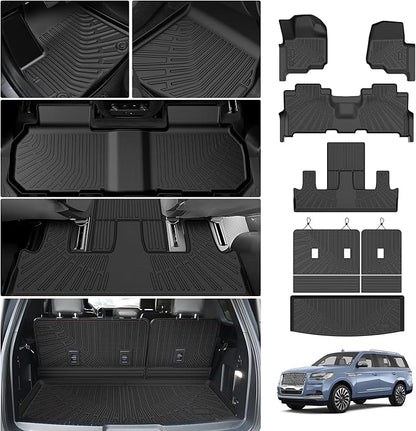 Cartist Floor Mats for Ford Expedition/Lincoln Navigator 7 Seats 2018-2024(Not for Max or L), All Weather Cargo Liner for Expedition Accessories, Heavy Duty Car Mats, Car Accessories