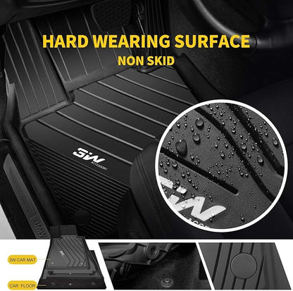 3W BMW X2 Floor Mats Fit for 2018-2023 & BMW X1 Floor Liner Fit for 2016-2022 Custom Fit All Weather TPE Floor Liner for X2 28i M35i 1st & 2nd Row Full Set, Black