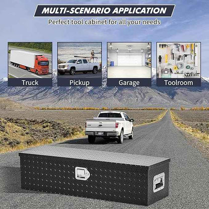 30 in Heavy Duty Aluminum Diamond Plated Tool Box Pick Up Truck Bed RV Trailer Toolbox Waterproof Square Storage Organizer with Side Handle, Lock with Keys -30 in x 15 inx 15 in