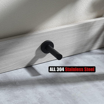 JQK Door Stopper Black, 304 Stainless Steel Thicken 1mm Sound Dampening Door Stop Bumper Wall Protetor 8 Pack, Matte Black, DSB5-PB-P8