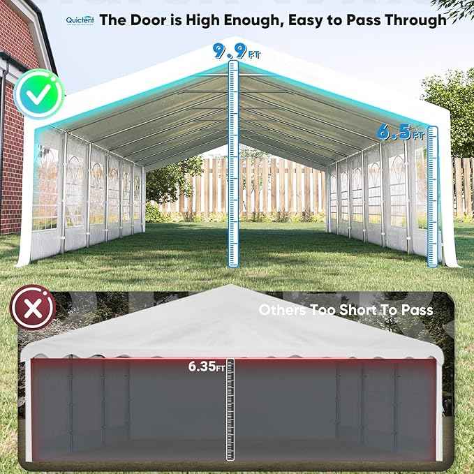 Quictent 20x30ft Party Tent Heavy Duty Outdoor Canopy Tent Carport Wedding Event Shelter BBQ Wedding Tents for Parties with Storage Bags(Mesh)