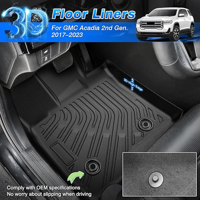 Cartist Floor Mats Fit for GMC Acadia 2017-2023 6-Passenger, All Weather Floor Mat & and Cargo Liner for Acadia Accessories, Heavy Duty Carpet Protection