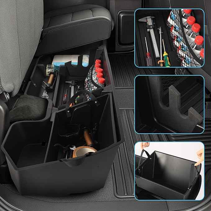 POPSTORE Under Seat Storage Compatible with Chevy Silverado/GMC Sierra 1500 2019-2026 & 2500 3500 HD 2020-2026 Crew/Double Cab, Upgraded Rear Underseat Storage Truck Organizer Cargo Box