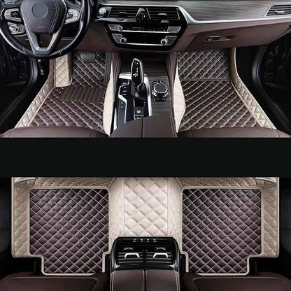 Car Floor Mat Fit 99% Sedans Sports Cars Luxury Custom Car Mats for SUV Women Leather Automotive Floor Mats All Weather Car Mats Diamond Floor Mats for Trucks (3D Luxury Beige + Deep Brown)